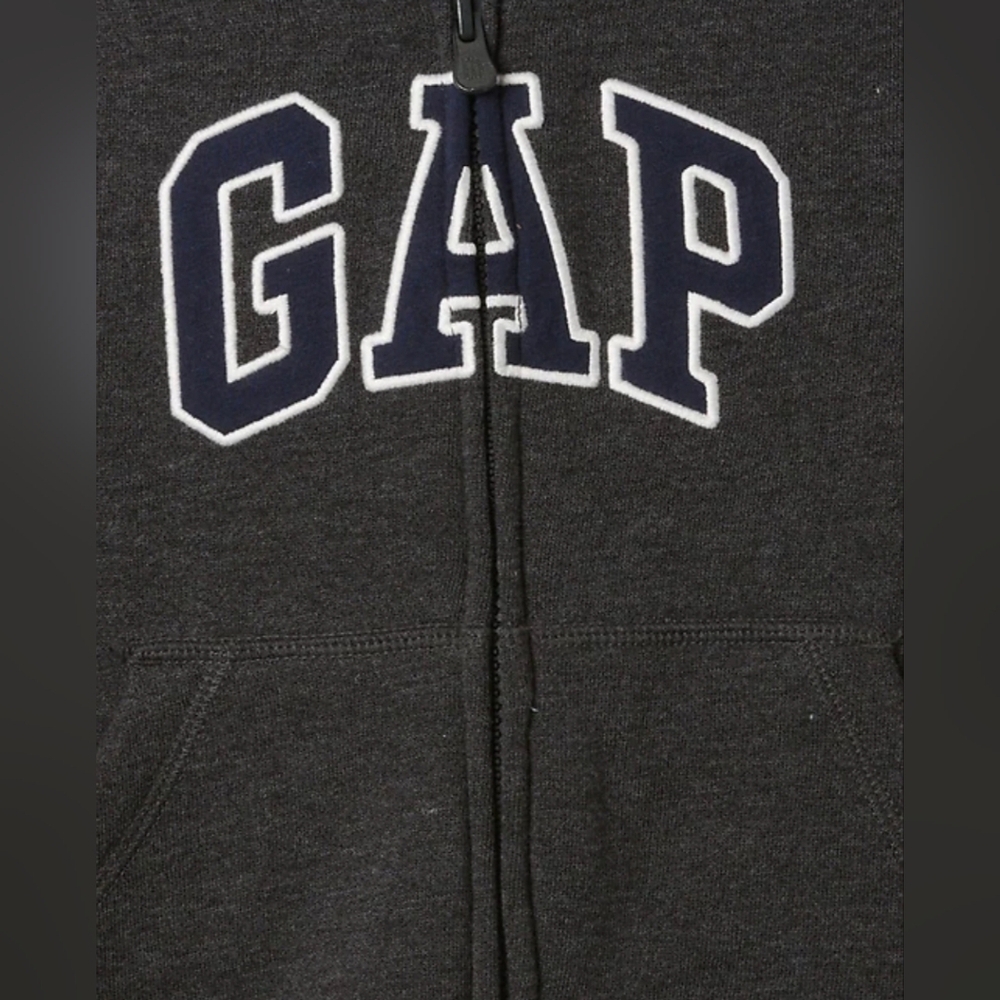 GAP Baby' Relaxed Logo Charcoal Zip Hoodie, Size 6-12m, New - Picture 3 of 3